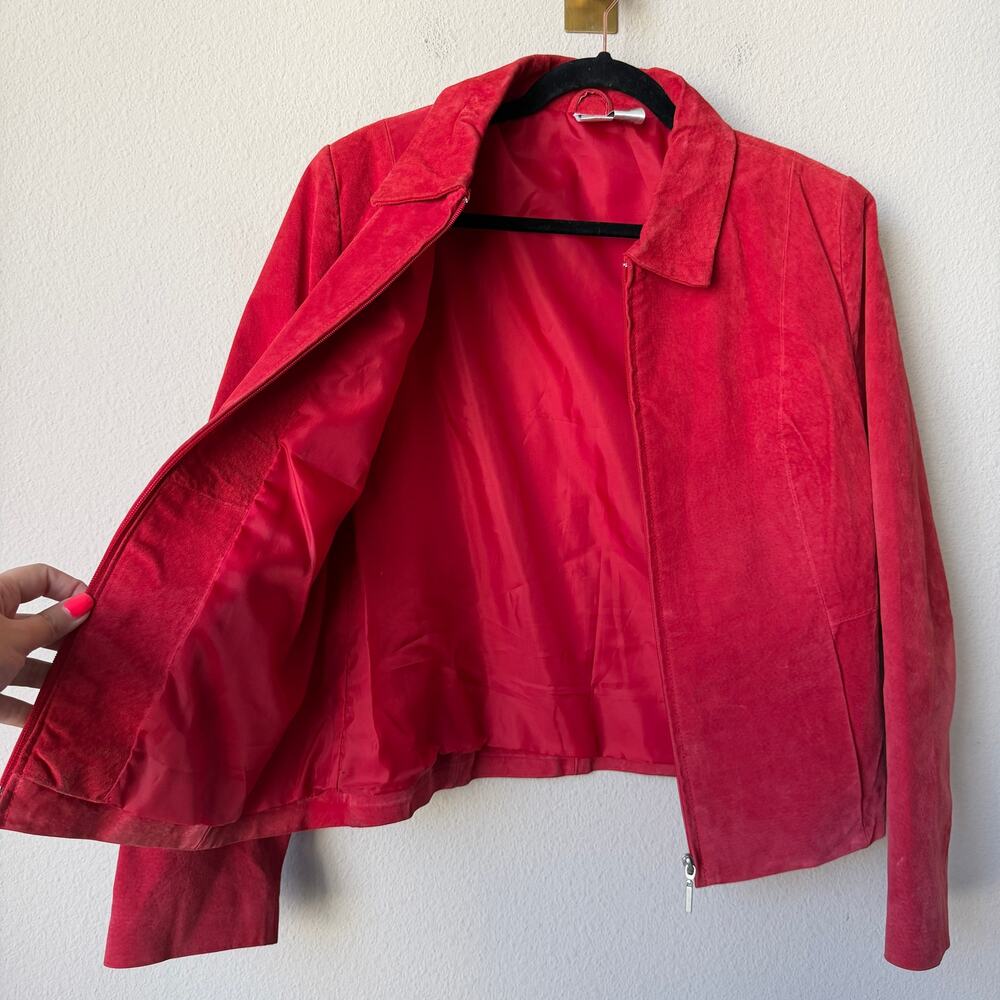 Vintage C&E Red Suede Leather Zip Jacket Size XL - Picture 6 of 7